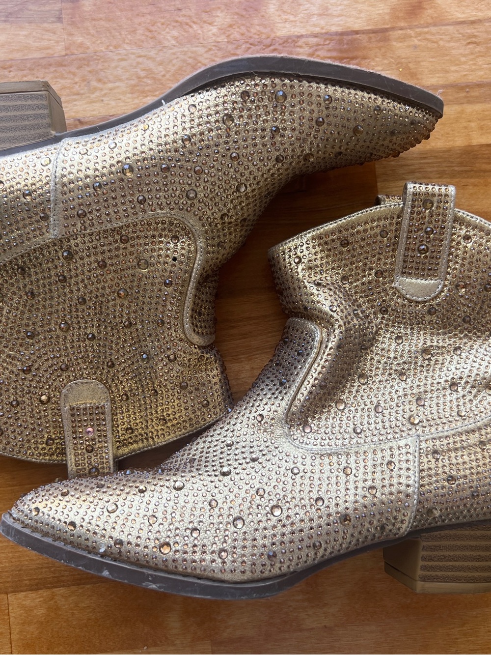 Girls Gold Rhinestone Cowgirl Boots - Link